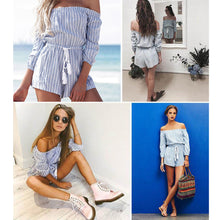 Fashion Blue Striped Jumpsuit Women Short Tassel Combinaison Short Femme Jumpsuits Rompers Womens Jumpsuit Combinaison Femme SN9