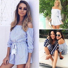 Fashion Blue Striped Jumpsuit Women Short Tassel Combinaison Short Femme Jumpsuits Rompers Womens Jumpsuit Combinaison Femme SN9