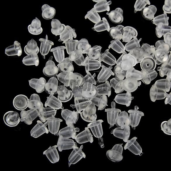 100 X Soft Clear Earrings Stud Back Stopers Plugs C  SN9