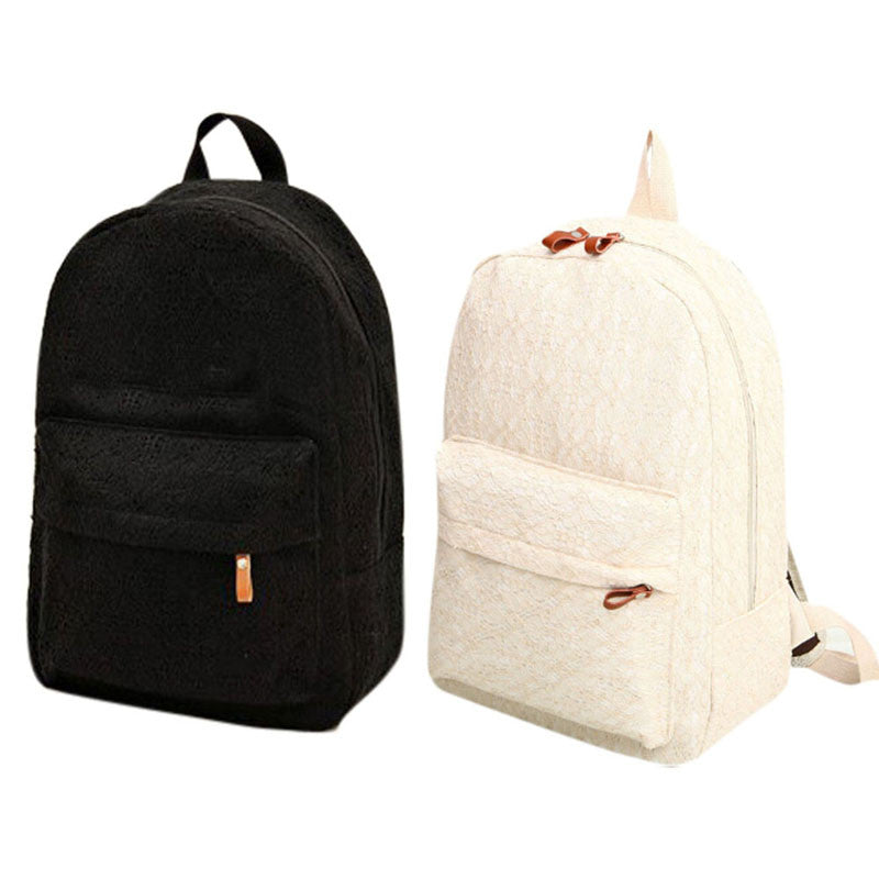 2 Color Cute Korean Style Double-Shoulder Lace Book Bags Fashion Girls Women Student Canvas Schoolbags  SN9