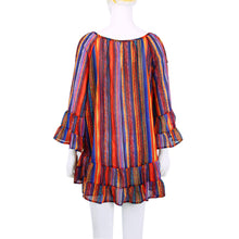 Beach Dress Rainbow Multicolor Ruffles Chiffon Dress Off The Shoulder Spaghetti Strap Casual Loose Dress Vestidos SN9