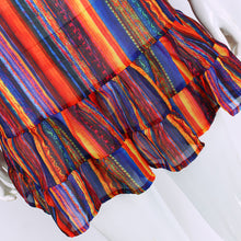 Beach Dress Rainbow Multicolor Ruffles Chiffon Dress Off The Shoulder Spaghetti Strap Casual Loose Dress Vestidos SN9