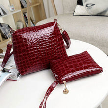 2PCS Women Bags New Fashion Bag Handbags Fashion Handbags Messenger Shoulder Bag Crocodile PU Leather bags  SN9
