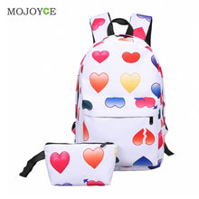 2Pcs New Fasion Emoticon Backpack Women 3D Nylon Cute Smiling Face Mochila Feminina Travel School Bag Mochila Printing Backpack SN9