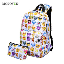 2Pcs New Fasion Emoticon Backpack Women 3D Nylon Cute Smiling Face Mochila Feminina Travel School Bag Mochila Printing Backpack SN9