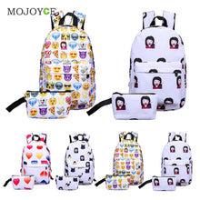 2Pcs New Fasion Emoticon Backpack Women 3D Nylon Cute Smiling Face Mochila Feminina Travel School Bag Mochila Printing Backpack SN9