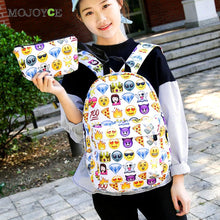 2Pcs New Fasion Emoticon Backpack Women 3D Nylon Cute Smiling Face Mochila Feminina Travel School Bag Mochila Printing Backpack SN9