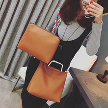 2pcs Fashion Women Leather Handbag Metal Handle Women Bag Shoulder Crossbody Bag PU Clutches Bolsa Feminina Messenger Bag  SN9