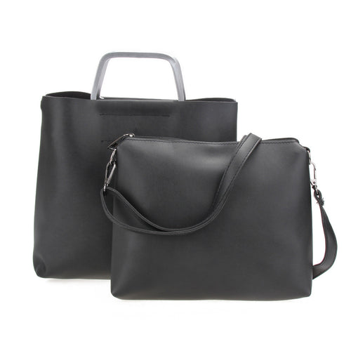 2pcs Fashion Women Leather Handbag Metal Handle Women Bag Shoulder Crossbody Bag PU Clutches Bolsa Feminina Messenger Bag  SN9