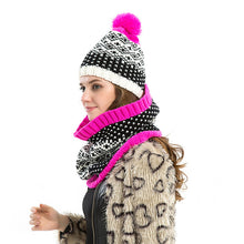 2pcs HatScarf Women Cap BeanieScarf Woolen Warm Hat Knitted Hat Beanie Caps Christmas Gift  SN9