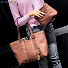 2pcs New Fashion PU Tassel Women Bag Women Leather Handbag Shoulder Crossbody Bag Casual Tote Famous  Bolsa Feminina SN9