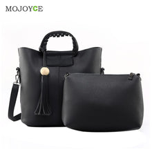 2pcs New Fasion Women Leather Handbag PU Tote Wooden Beads Tassel Shoulder Women Messenger Bags Sac A Main  SN9