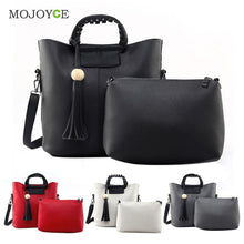 2pcs New Fasion Women Leather Handbag PU Tote Wooden Beads Tassel Shoulder Women Messenger Bags Sac A Main  SN9