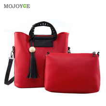 2pcs New Fasion Women Leather Handbag PU Tote Wooden Beads Tassel Shoulder Women Messenger Bags Sac A Main  SN9