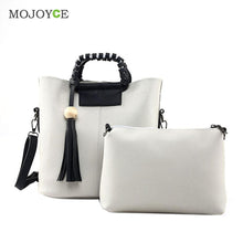 2pcs New Fasion Women Leather Handbag PU Tote Wooden Beads Tassel Shoulder Women Messenger Bags Sac A Main  SN9