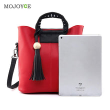 2pcs New Fasion Women Leather Handbag PU Tote Wooden Beads Tassel Shoulder Women Messenger Bags Sac A Main  SN9