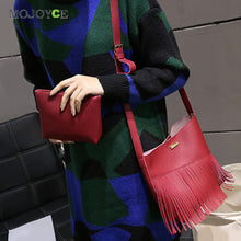 2pcs New Female Fashion PU Lether Women Bag Tassel Shoulder Crossbody Bag Retro Women Leather Handbags Women Messenger Bag SN9