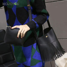 2pcs New Female Fashion PU Lether Women Bag Tassel Shoulder Crossbody Bag Retro Women Leather Handbags Women Messenger Bag SN9