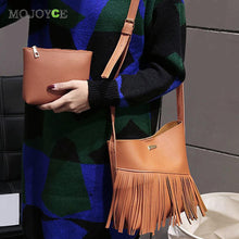 2pcs New Female Fashion PU Lether Women Bag Tassel Shoulder Crossbody Bag Retro Women Leather Handbags Women Messenger Bag SN9