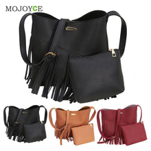 2pcs New Female Fashion PU Lether Women Bag Tassel Shoulder Crossbody Bag Retro Women Leather Handbags Women Messenger Bag SN9