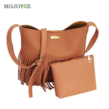 2pcs New Female Fashion PU Lether Women Bag Tassel Shoulder Crossbody Bag Retro Women Leather Handbags Women Messenger Bag SN9