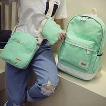 3 pcs Canvas Backpack Women Korean Shoulder Bag Spots Rucksack Bolsa Travel Satchel School Bag for Teenage Mochila Feminina SN9