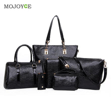 6Pcs New CROCO Pattern Women Leather Handbags Shoulder Crossbody Bags Handbags Women Famous s Women Messenger Bag  SN9