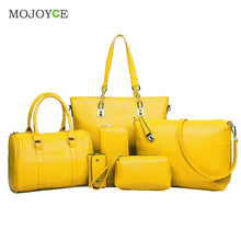 6Pcs New CROCO Pattern Women Leather Handbags Shoulder Crossbody Bags Handbags Women Famous s Women Messenger Bag  SN9