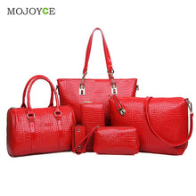 6Pcs New CROCO Pattern Women Leather Handbags Shoulder Crossbody Bags Handbags Women Famous s Women Messenger Bag  SN9