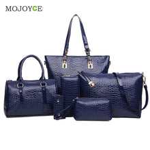 6Pcs New CROCO Pattern Women Leather Handbags Shoulder Crossbody Bags Handbags Women Famous s Women Messenger Bag  SN9