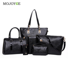6Pcs New CROCO Pattern Women Leather Handbags Shoulder Crossbody Bags Handbags Women Famous s Women Messenger Bag  SN9