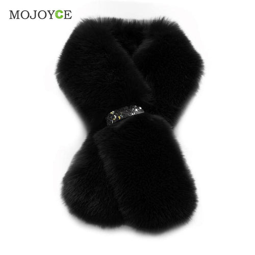 94cm Women Fur Scarf Faux Rabbit Fur Scarves Warm Fashion Accessories Lady Solid Color Ring Scarves Neck Warmers Collar SN9