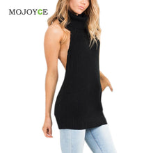 Backless Sleeveless Women Sweaters and Pullovers Turtleneck Knitted Regular Sweater Cardigan Women Pullover Tops Cardigans  SN9