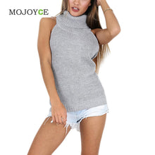 Backless Sleeveless Women Sweaters and Pullovers Turtleneck Knitted Regular Sweater Cardigan Women Pullover Tops Cardigans  SN9