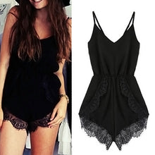 Black Rompers Womens Jumpsuit Lace Shorts Combinaison Femme Playsuit Jumpsuit Bodysuit Women Combinaison Short Femme  SN9