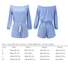 Blue Off Shoulder Rompers Womens Jumpsuit Shorts Beach Playsuit Linen Jumpsuit Cotton Bodysuit Combinaison Femme SN9