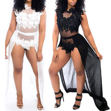 Bodycon Sleeveless Mesh Lace Long Split Womens Jumpsuit Combinaison Femme Sleeveless Slim Playsuit Rompers  SN9