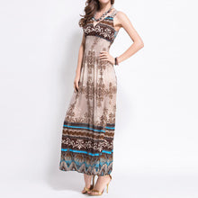 Bohemia Printing Dress Boho Beach Resort Long Dress Vestidos V-neck Lace Hook Flower One Size Women Dress Vestido SN9