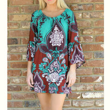 Bohemian Printed Off-shoulder O-neck Party Beach Dress Boho Vestidos Dress 1 STL SN9