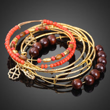 Bohemian Style Lady Retro Multilayer Cross Pendant Pine Bead Alloy Bracelet  SN9