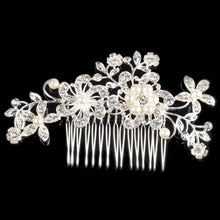 Bridal Wedding Flower Crystal Rhinestone Pearl Hair Clip Comb Pin Diamante Silver Fashion Hair Jewelry CA1T SN9