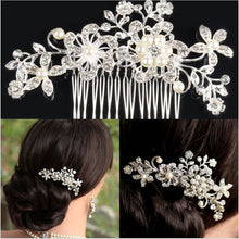 Bridal Wedding Flower Crystal Rhinestone Pearl Hair Clip Comb Pin Diamante Silver Fashion Hair Jewelry CA1T SN9