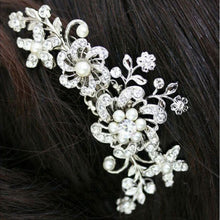 Bridal Wedding Flower Crystal Rhinestone Pearl Hair Clip Comb Pin Diamante Silver Fashion Hair Jewelry CA1T SN9