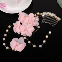 Bueaty Pink Silk Flowers With Pearls Tiara Comb Bride Headwear Wedding Bridal Hair Accessories Fine Jewelry with Hair Comb SN9