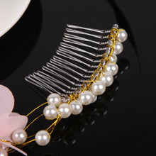 Bueaty Pink Silk Flowers With Pearls Tiara Comb Bride Headwear Wedding Bridal Hair Accessories Fine Jewelry with Hair Comb SN9