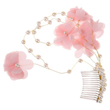 Bueaty Pink Silk Flowers With Pearls Tiara Comb Bride Headwear Wedding Bridal Hair Accessories Fine Jewelry with Hair Comb SN9