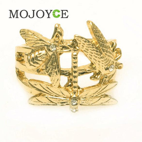 Carving Patterns Decorated Fashionable Personalized Golden Ring Ornament  SN9