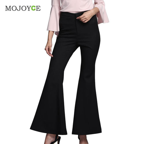 Casual Black Office Lady Pants Women's High Waist Wide Leg Pants Bell-bottoms Flare Pants Trouser SN9