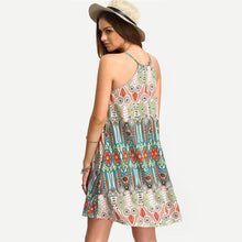 Casual Boho Mini Women Dress Strap Beach Dress Floral Print Tunic Sleeveless Short Chiffon Dress Vestido de renda  SN9
