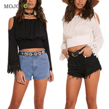 Casual Brief paragraph Lace Off Shoulder Shirt Women Short Women Blouses Women Tops Blusa  SN9